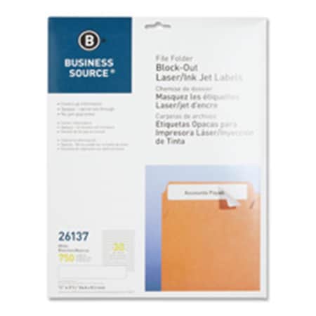 Business Source File Fldr Labels-Block-Out-Lsr-Inkjet-750-PK-.67 in. x 3.44-WE BSN26137